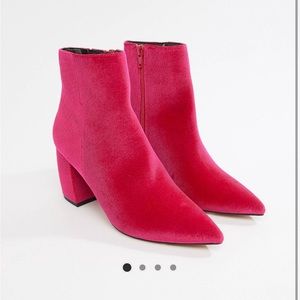 Velvet bright pink boots
